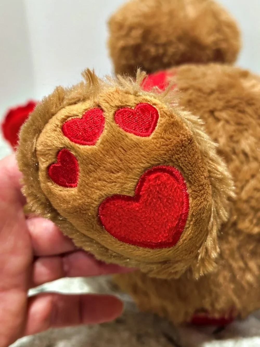 Nova World Brown Puppy Dog Plush Red Hearts Bow 14 Inch Stuffed Animal Soft Toy